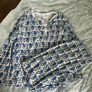 Blue monkey roller rabbit pajamas